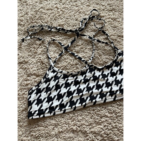Frankies Bikinis Aleisha Strappy Bikini Top White/Black Houndstooth Size SMALL - Picture 2 of 6